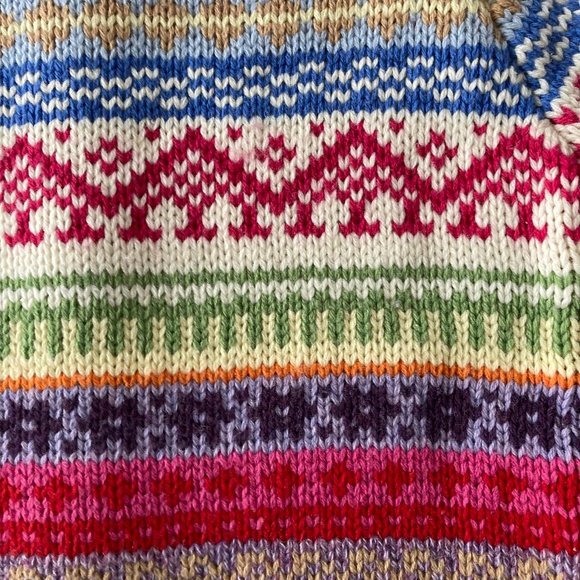 New! NWOT Gap lambs wool knit sweater, fairisle pattern zip up hoodie (12 / XL) - Picture 5 of 5